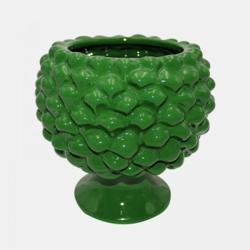 Portavaso Pigna Ceramica Siciliana Caltagirone Verde cm 36
