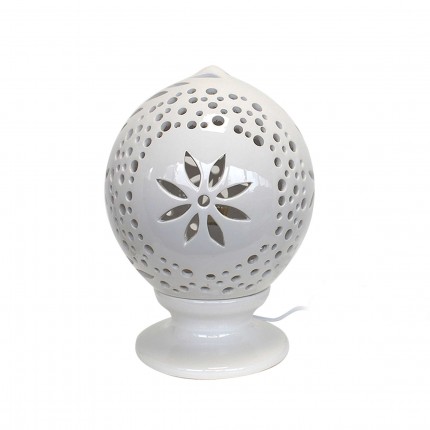 Pumo pugliese Lampada in ceramica con foglie decorative (h 20 cm)